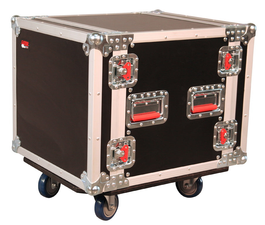ATA Style 10-Space Rack Road Case with Locking Caster Board
